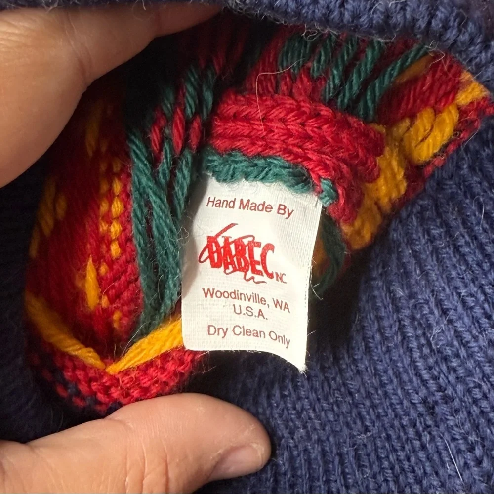 Dabec‎ Inc Handmade Western Knit Mittens Horses Cacti Tassels Red Navy Vintage